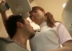 Japanese dentist nurse gives