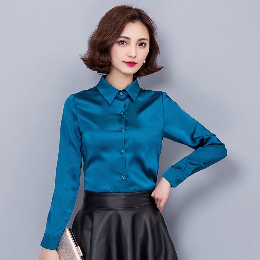 best of With satin silk blue blouse