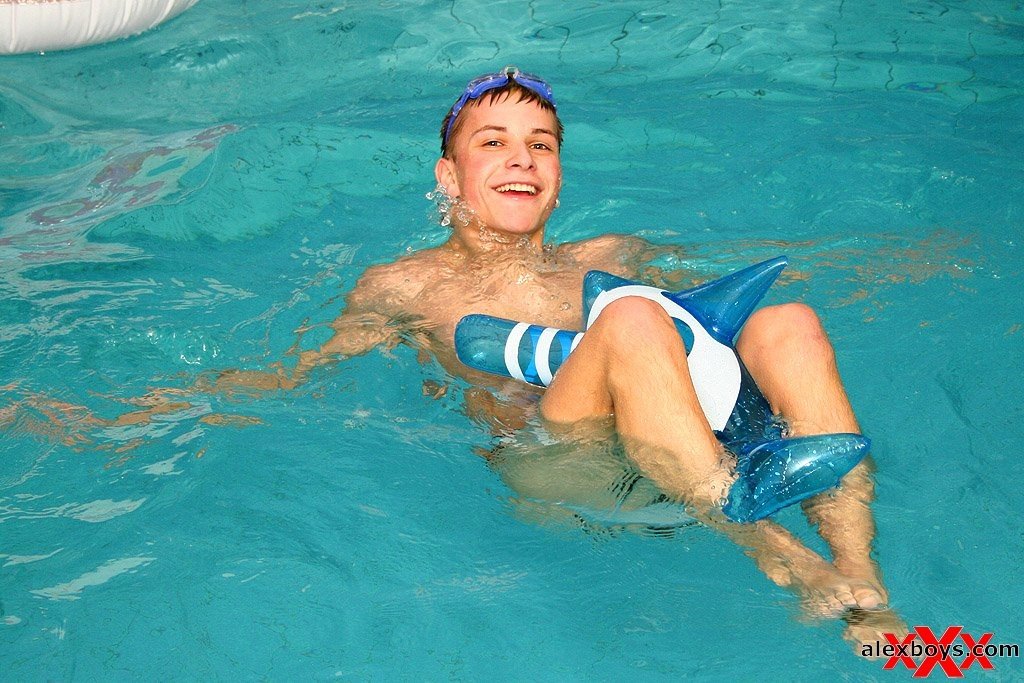Boy nude in pools