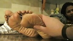 Asian woman wrinkled soles