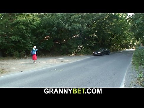 Granny picked from road fucked