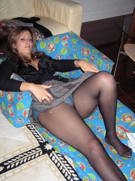 Sexy black pantyhose lady enjoy